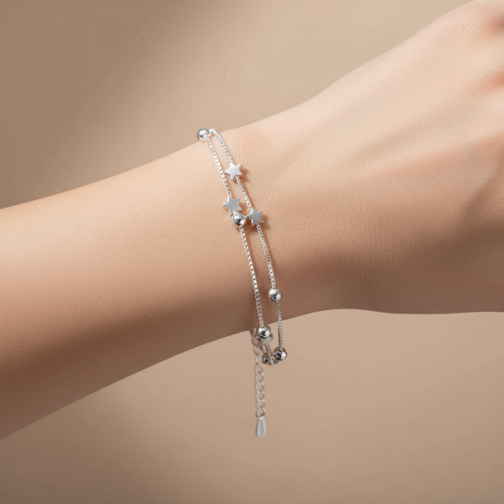 Yuna – Double Circle Star Bracelet in Korean Style