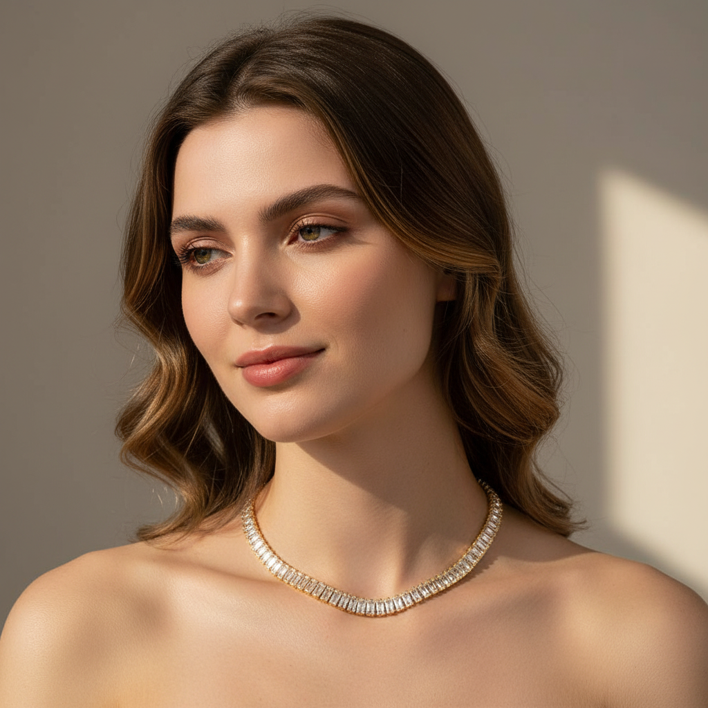 Nancy – Necklace Fully Set with Zircons