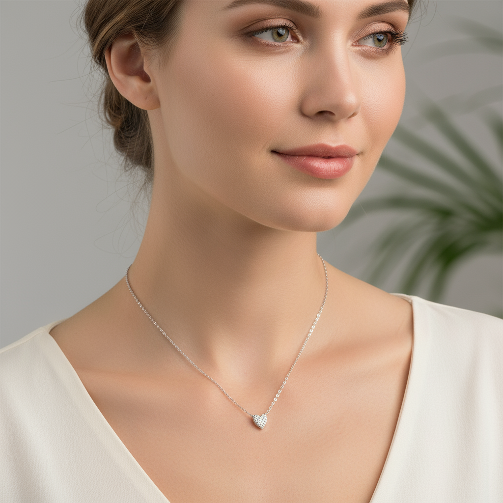 Juliet – Heart Necklace crafted from 925 Silver with Diamond