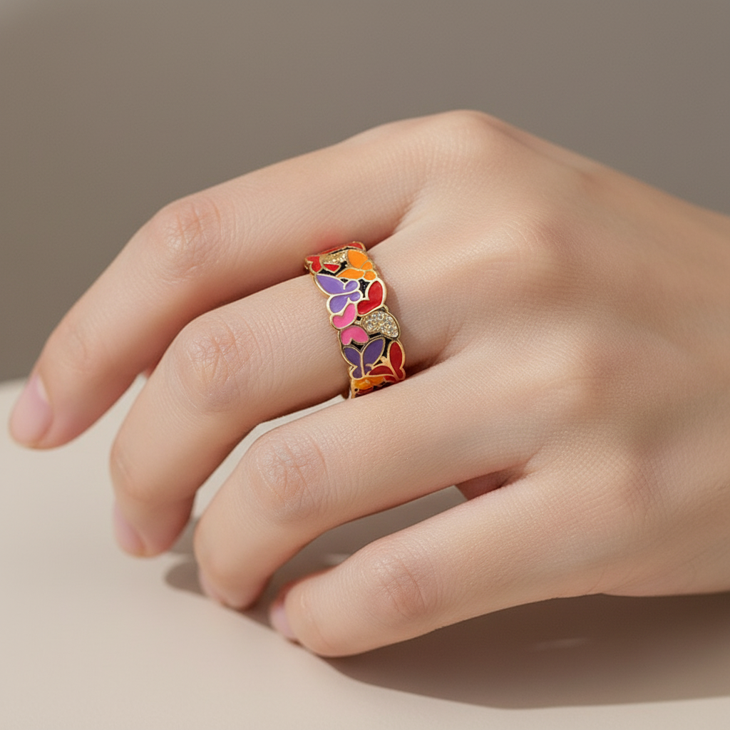 Kamille – Ring Camille Large Blue Leaf Design