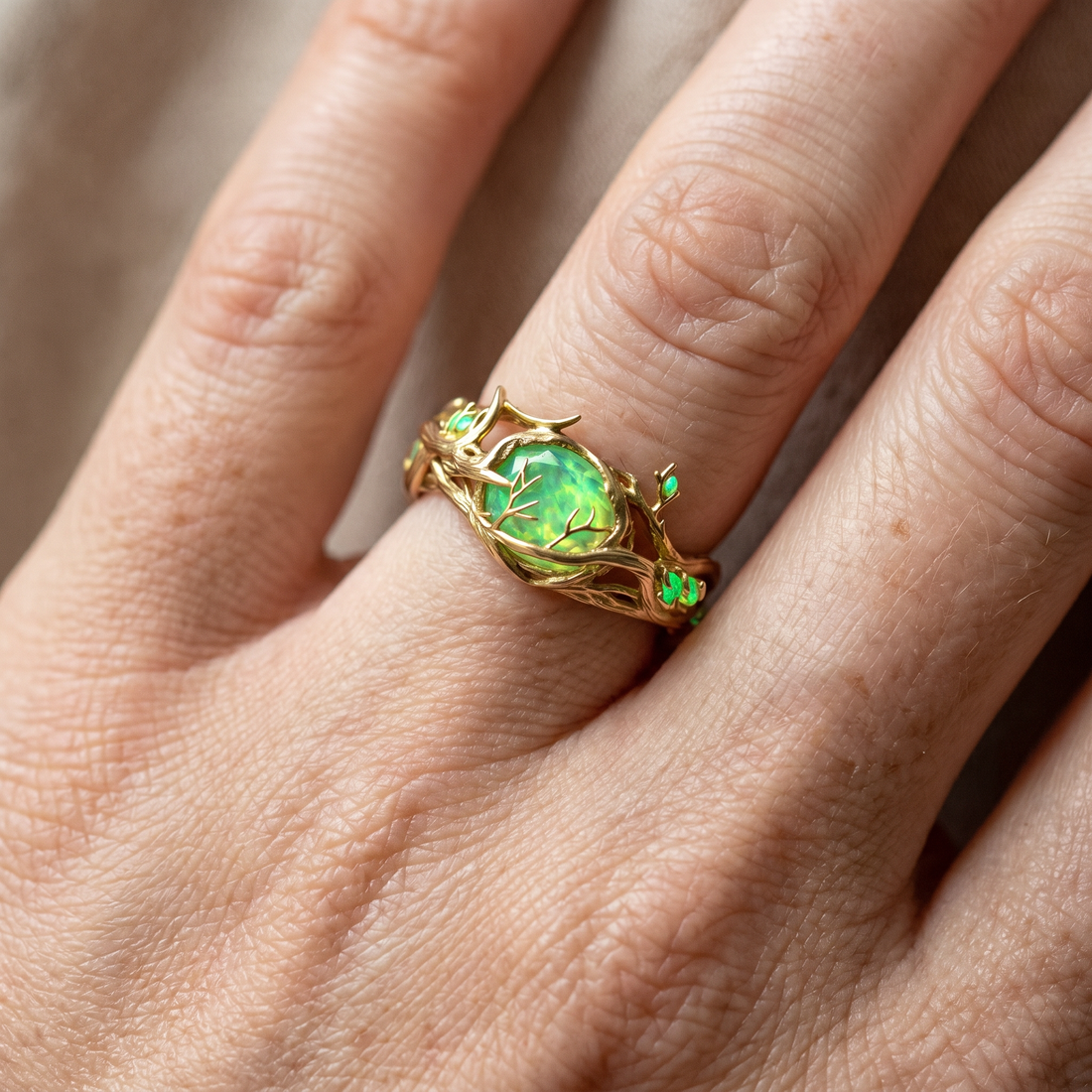 Marianne – Ring Featuring Green Opal