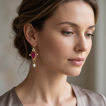 Soline – Noble earrings pearl & ruby