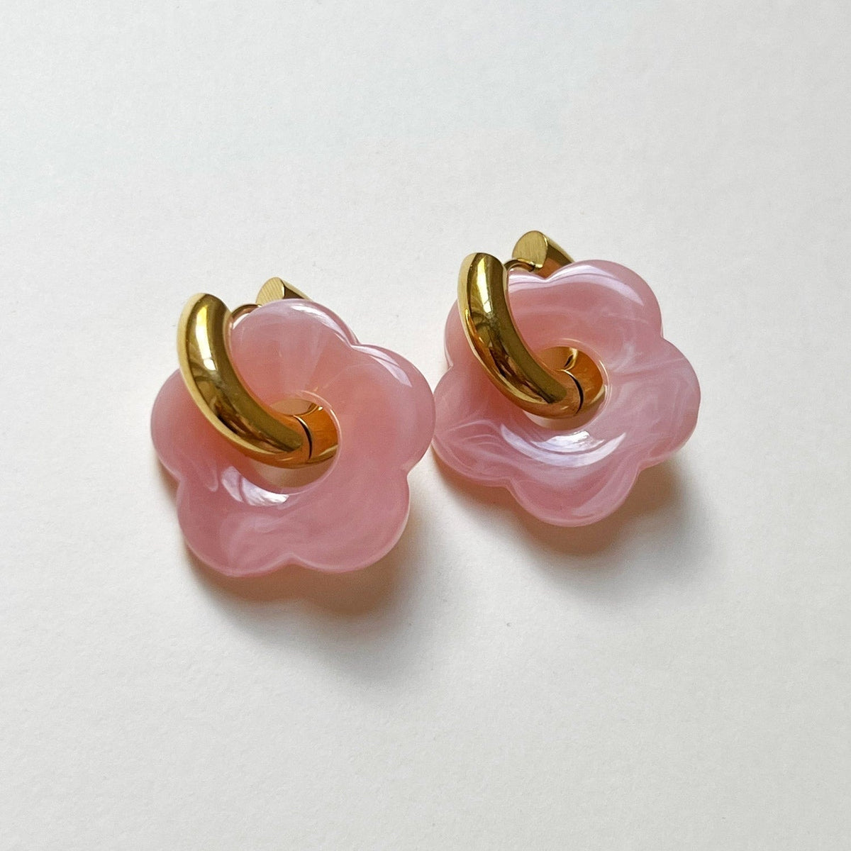 Floral Charm Pink Donut Hoops