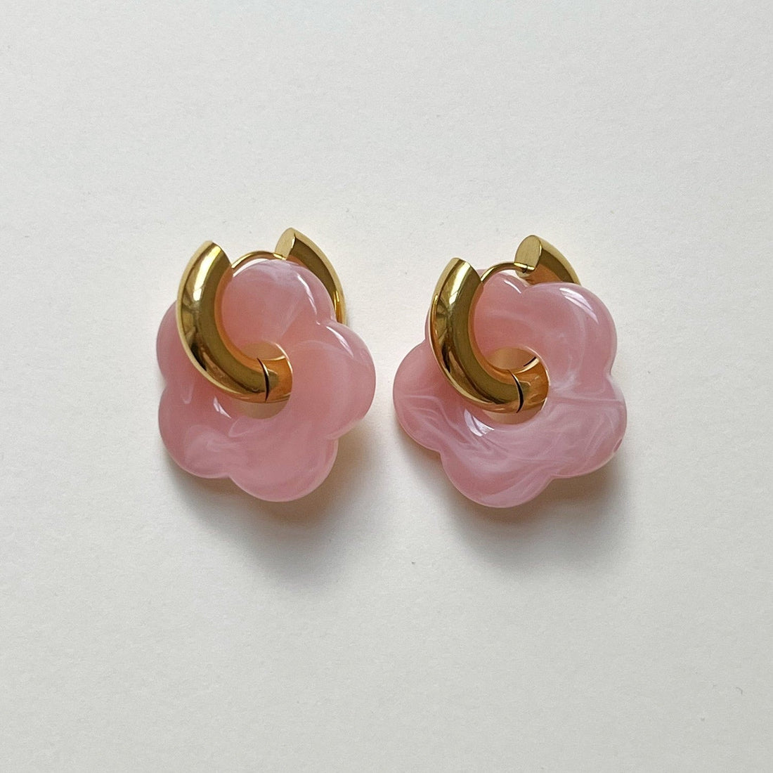 Floral Charm Pink Donut Hoops