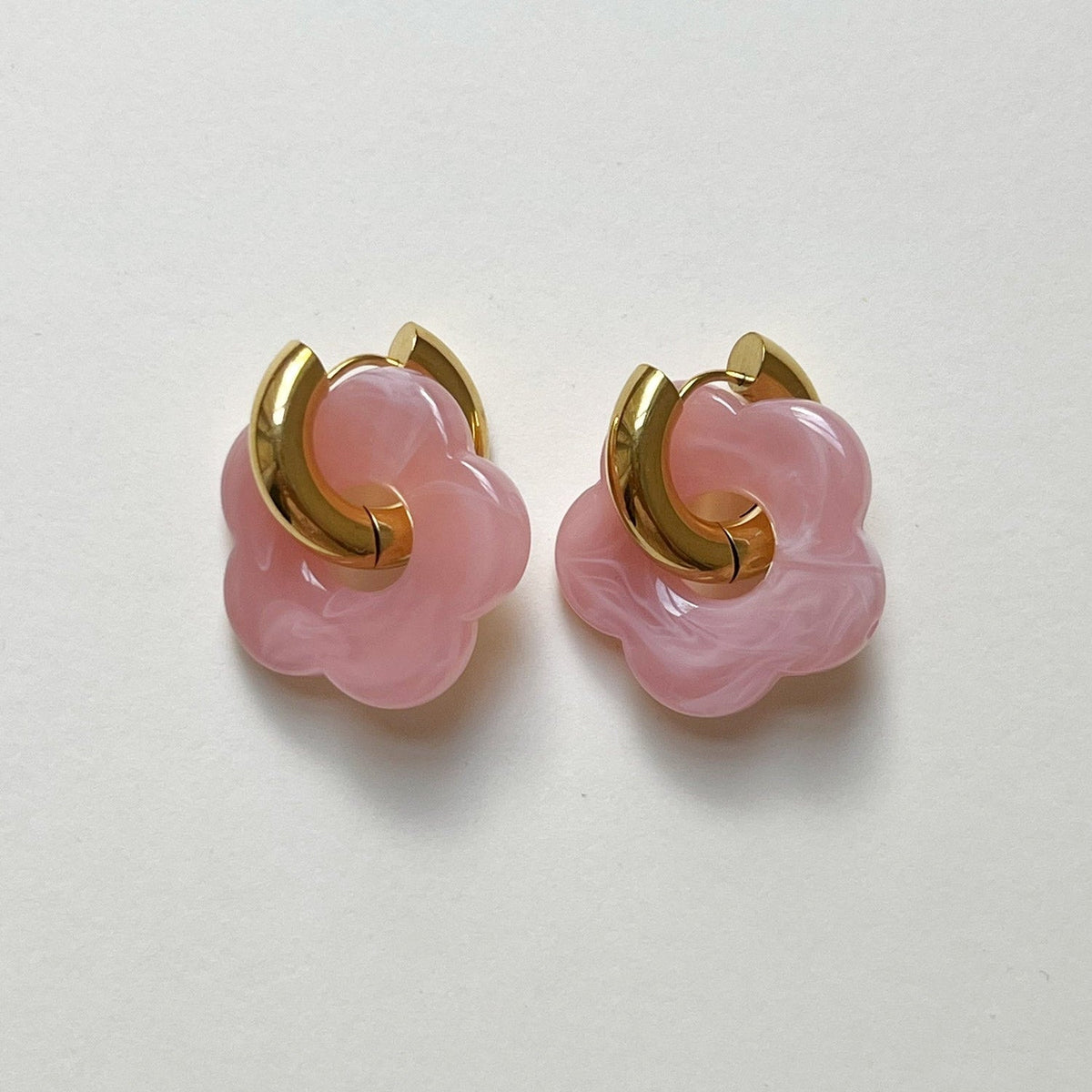 Floral Charm Pink Donut Hoops