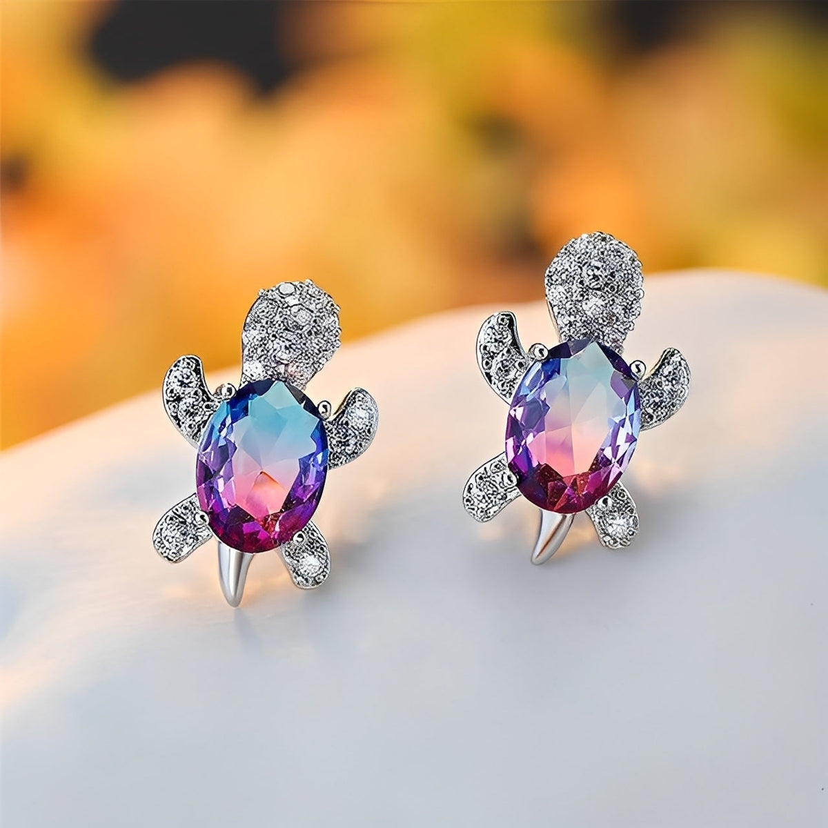 Talia – Earrings featuring Silver Sea Turtle and Zirconia