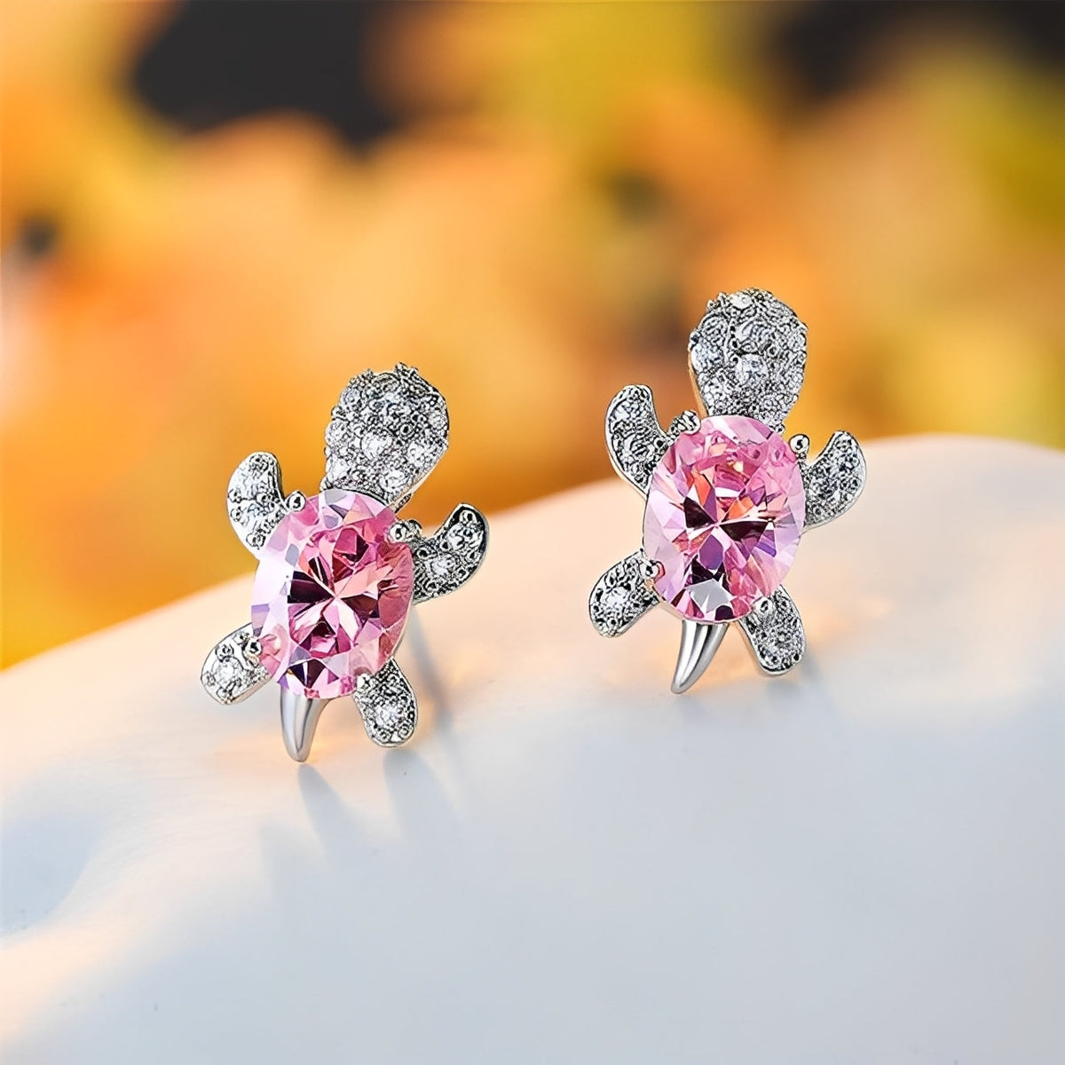 Talia – Earrings featuring Silver Sea Turtle and Zirconia