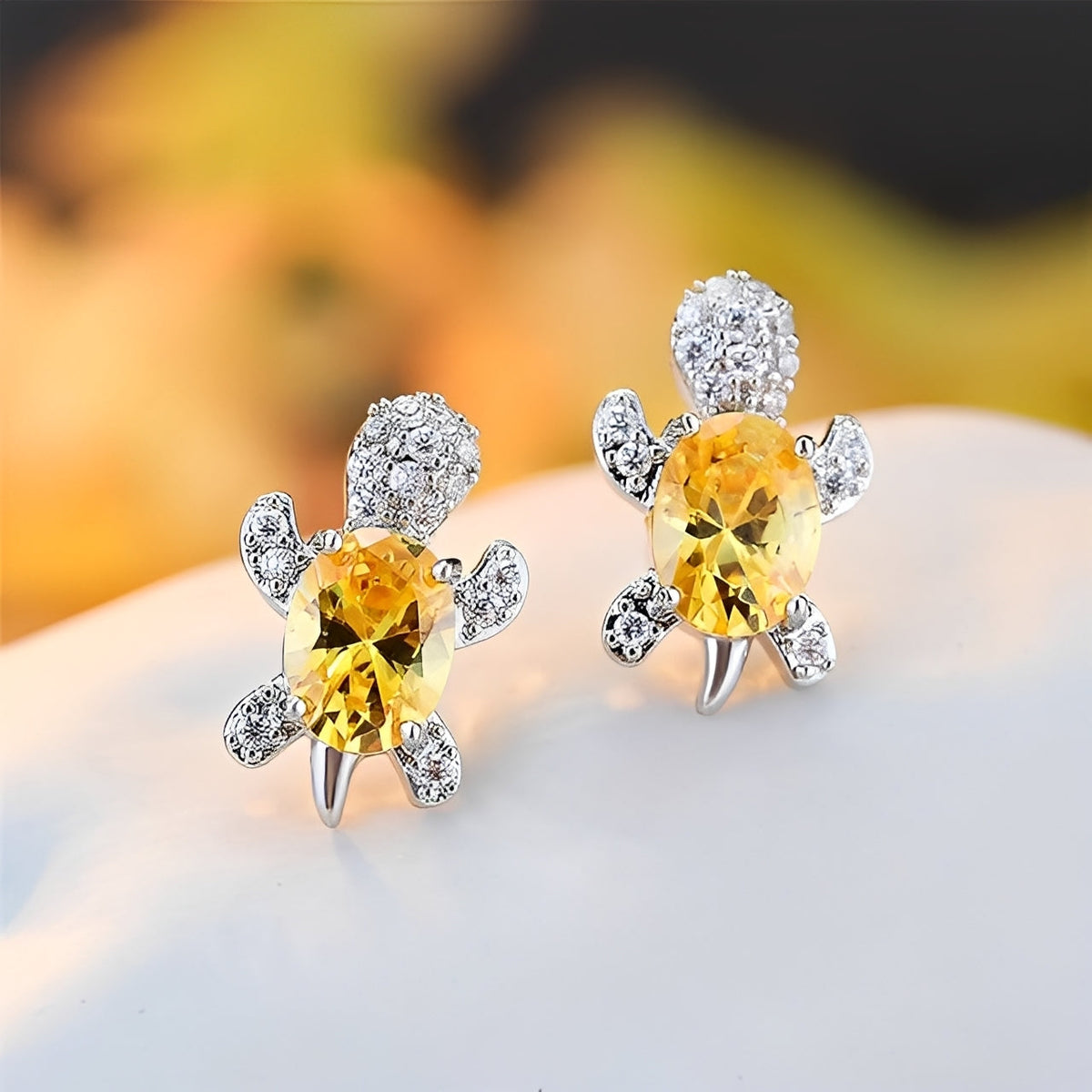 Talia – Earrings featuring Silver Sea Turtle and Zirconia