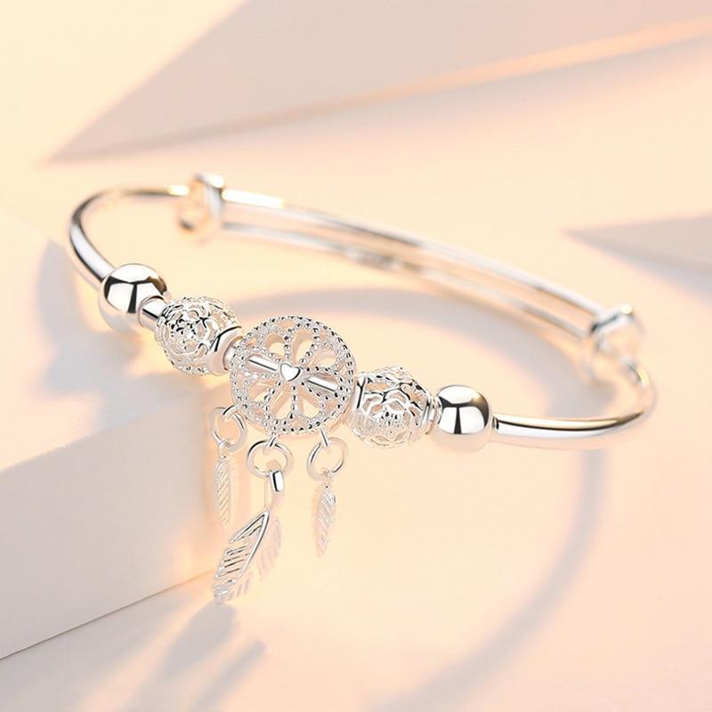 Aiyana – Adjustable Dreamcatcher Bracelet Crafted from 925 Silver