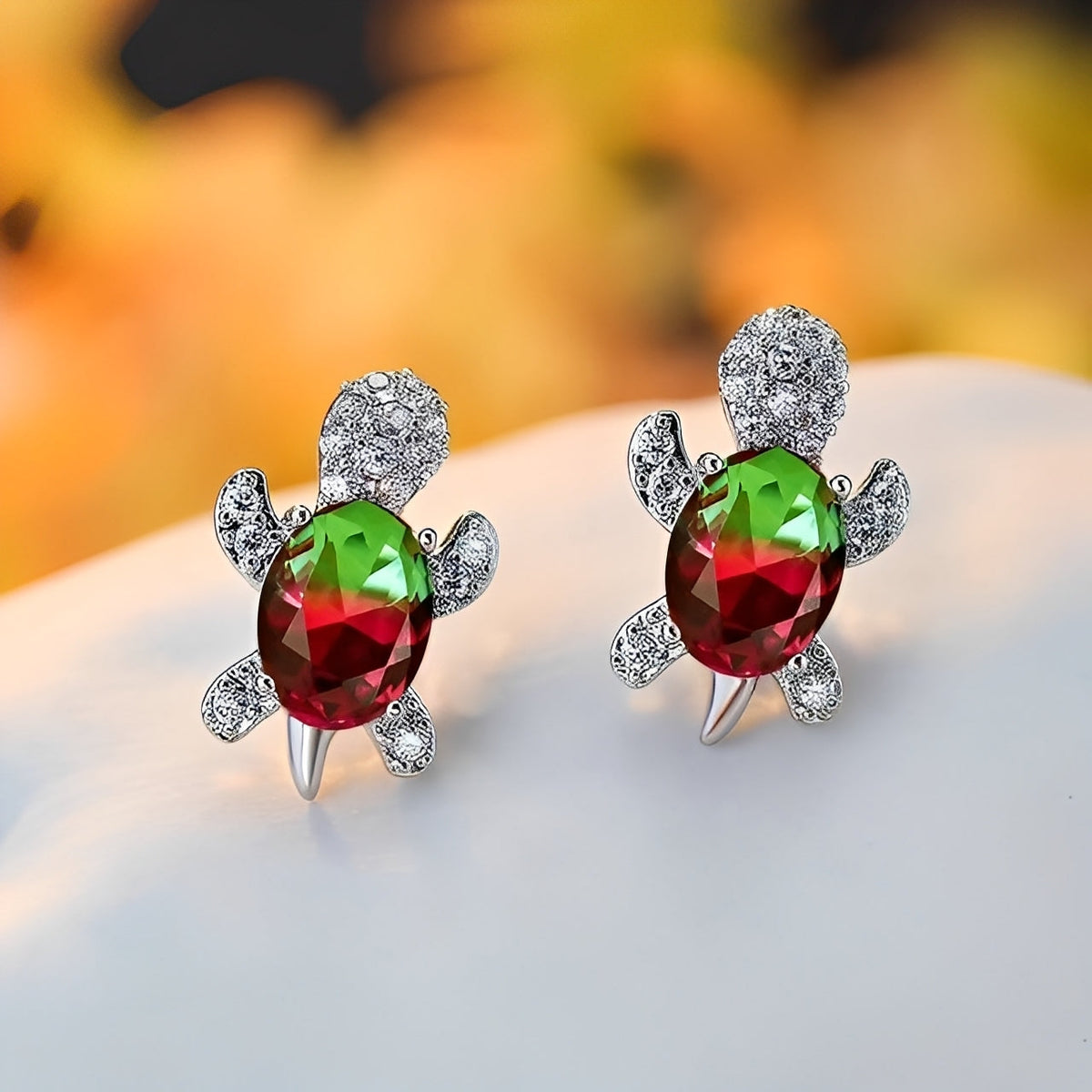 Talia – Earrings featuring Silver Sea Turtle and Zirconia