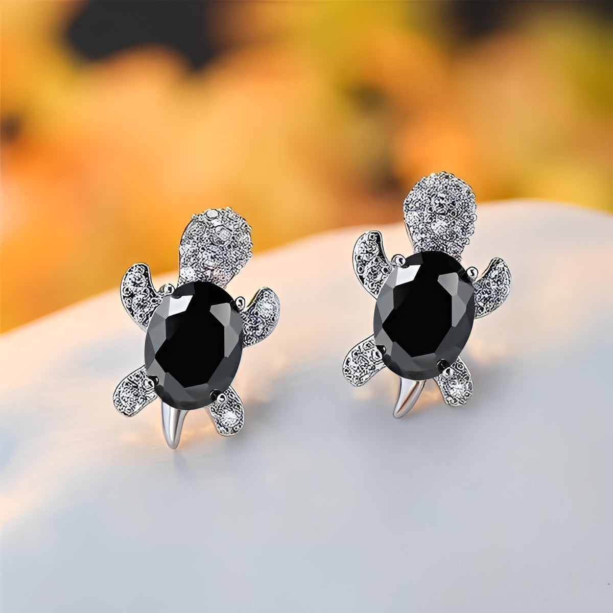 Talia – Earrings featuring Silver Sea Turtle and Zirconia