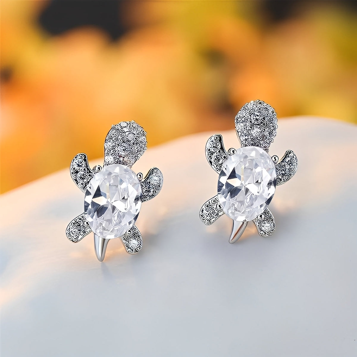 Talia – Earrings featuring Silver Sea Turtle and Zirconia