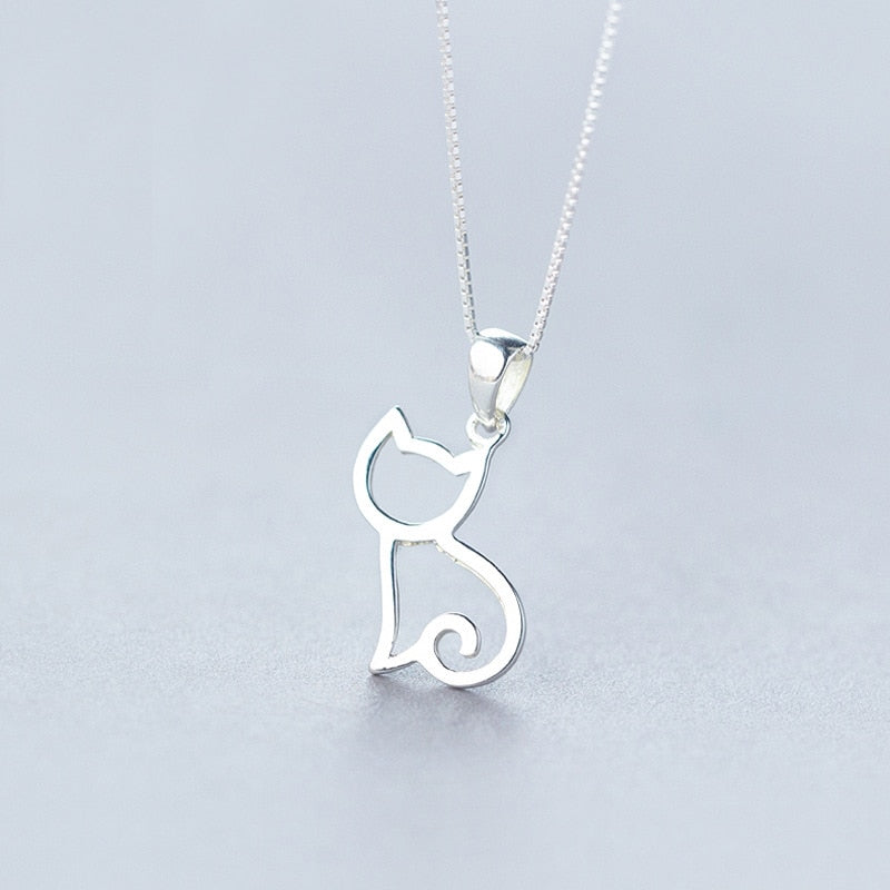 Adorable cat pendant - hollow necklace
