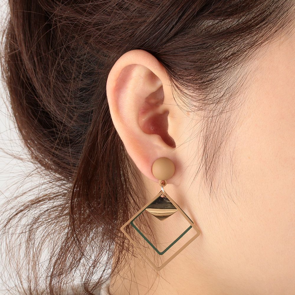 Geometric Drop Earrings - Hollow Square Earrings