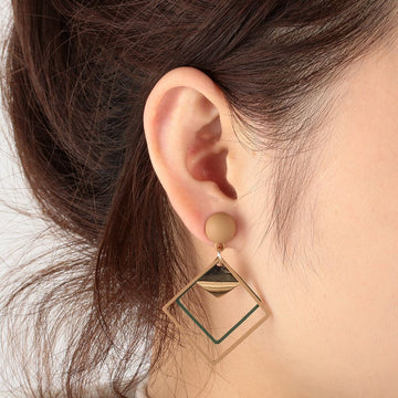 Geometric Drop Earrings - Hollow Square Earrings