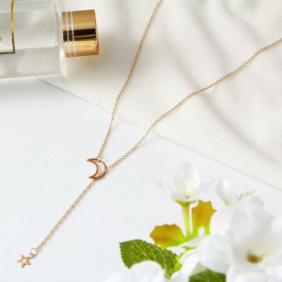 Moon and Star - Lariat style necklace