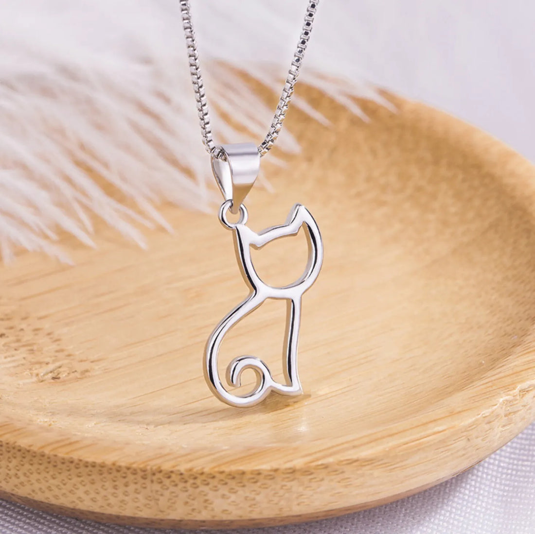 Adorable cat pendant - hollow necklace