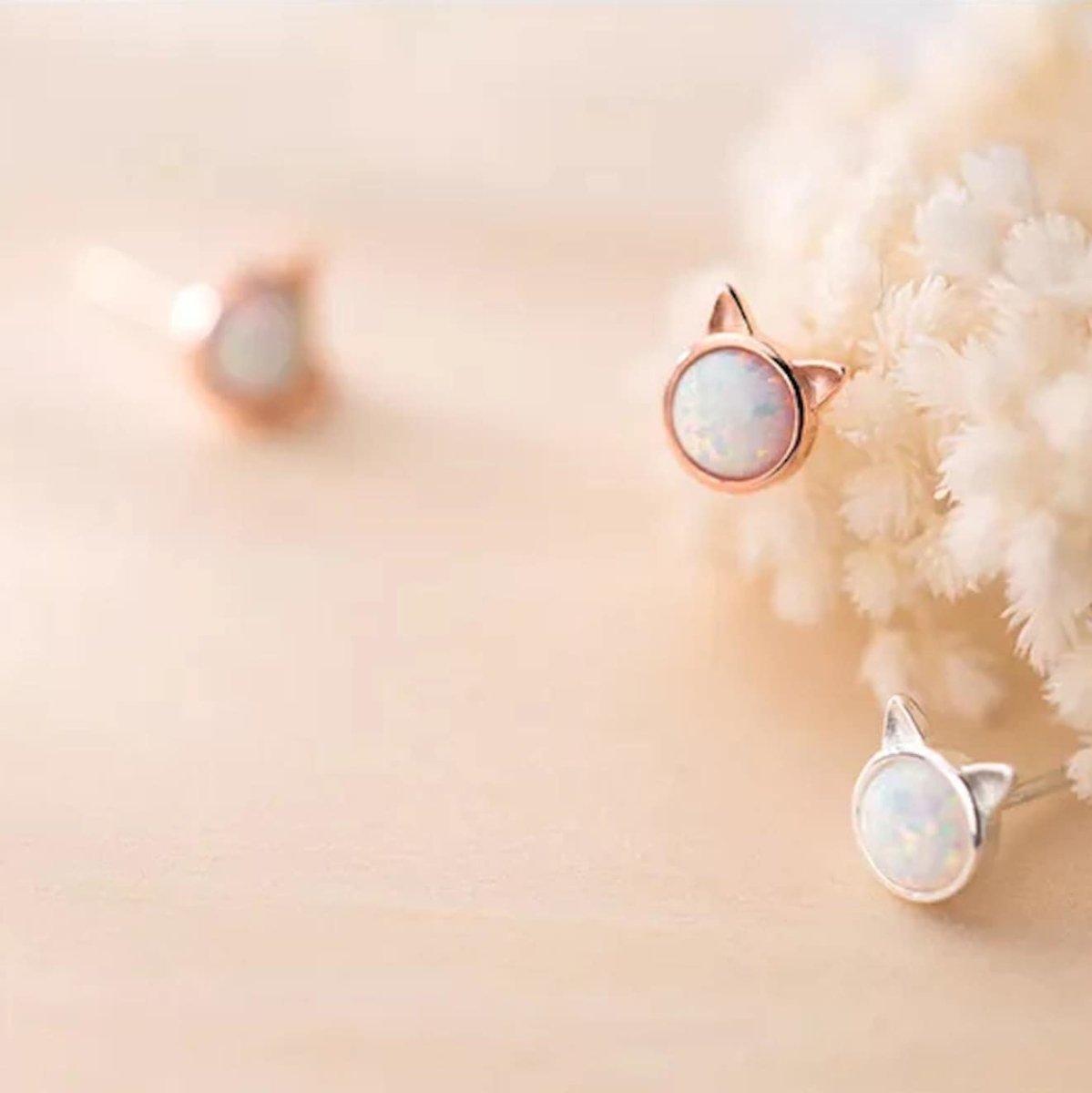 Sepideh - Cat earrings featuring opal stone