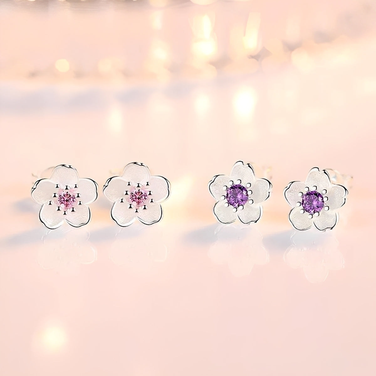Holly - Silver Cherry Blossom Studs