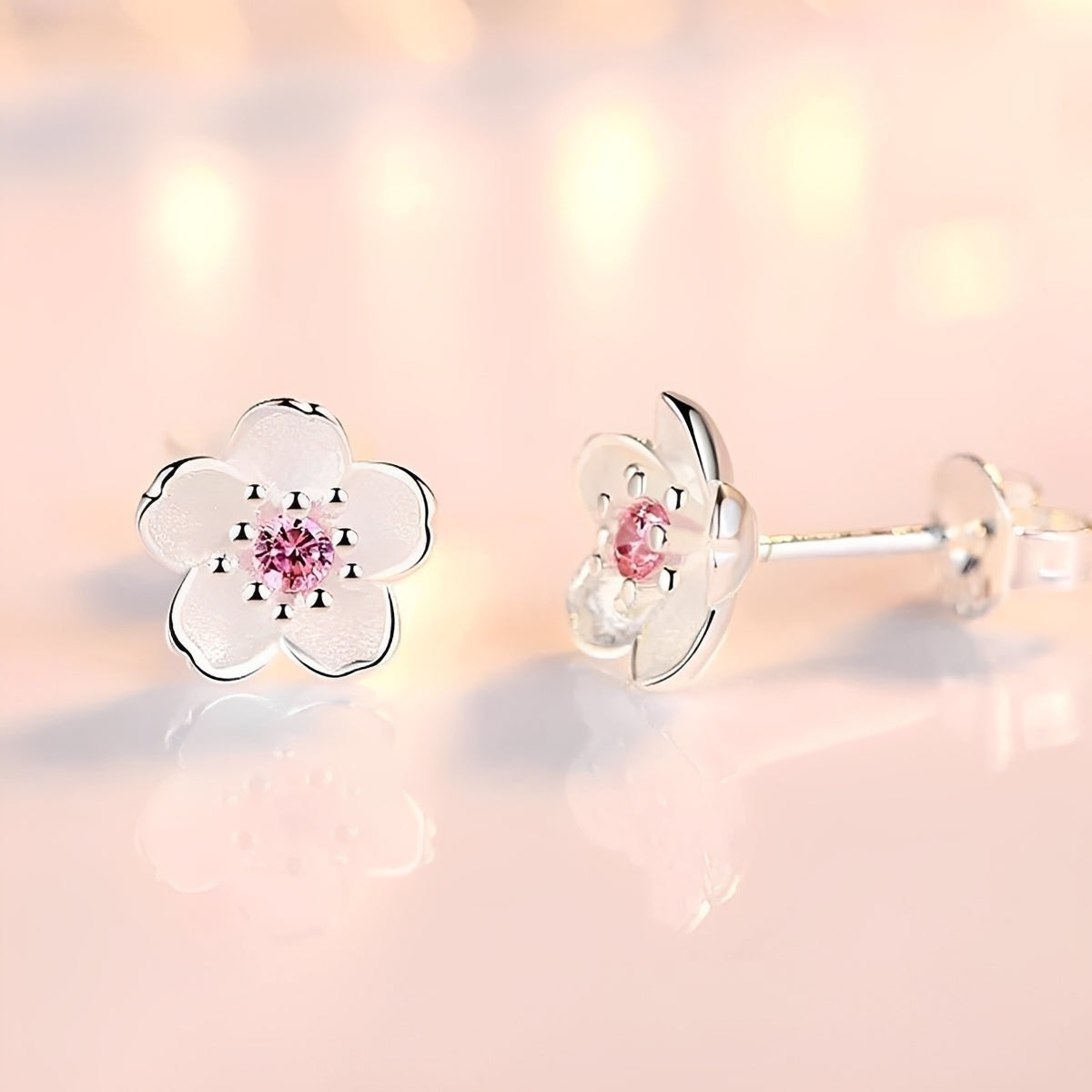 Holly - Silver Cherry Blossom Studs
