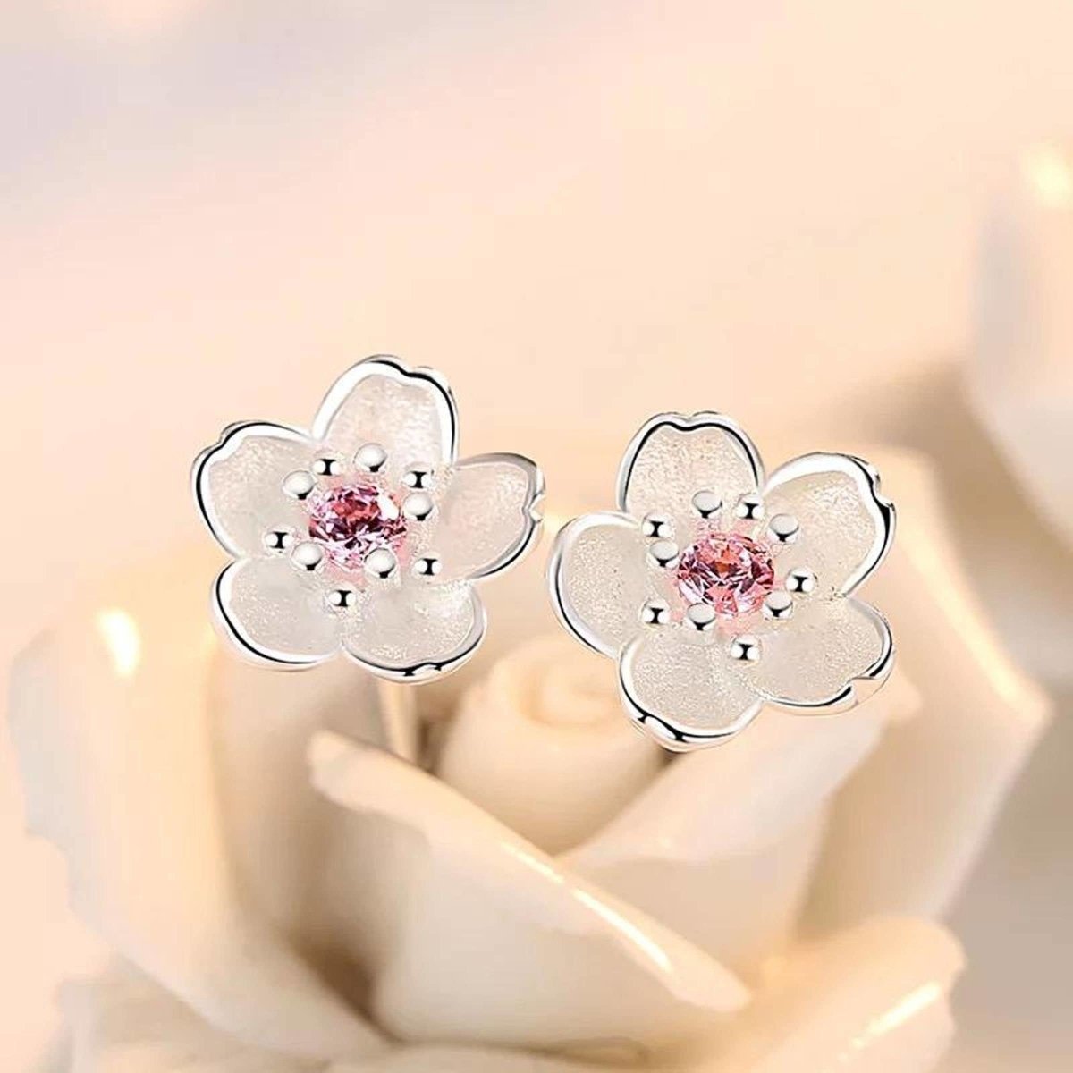 Holly - Silver Cherry Blossom Studs
