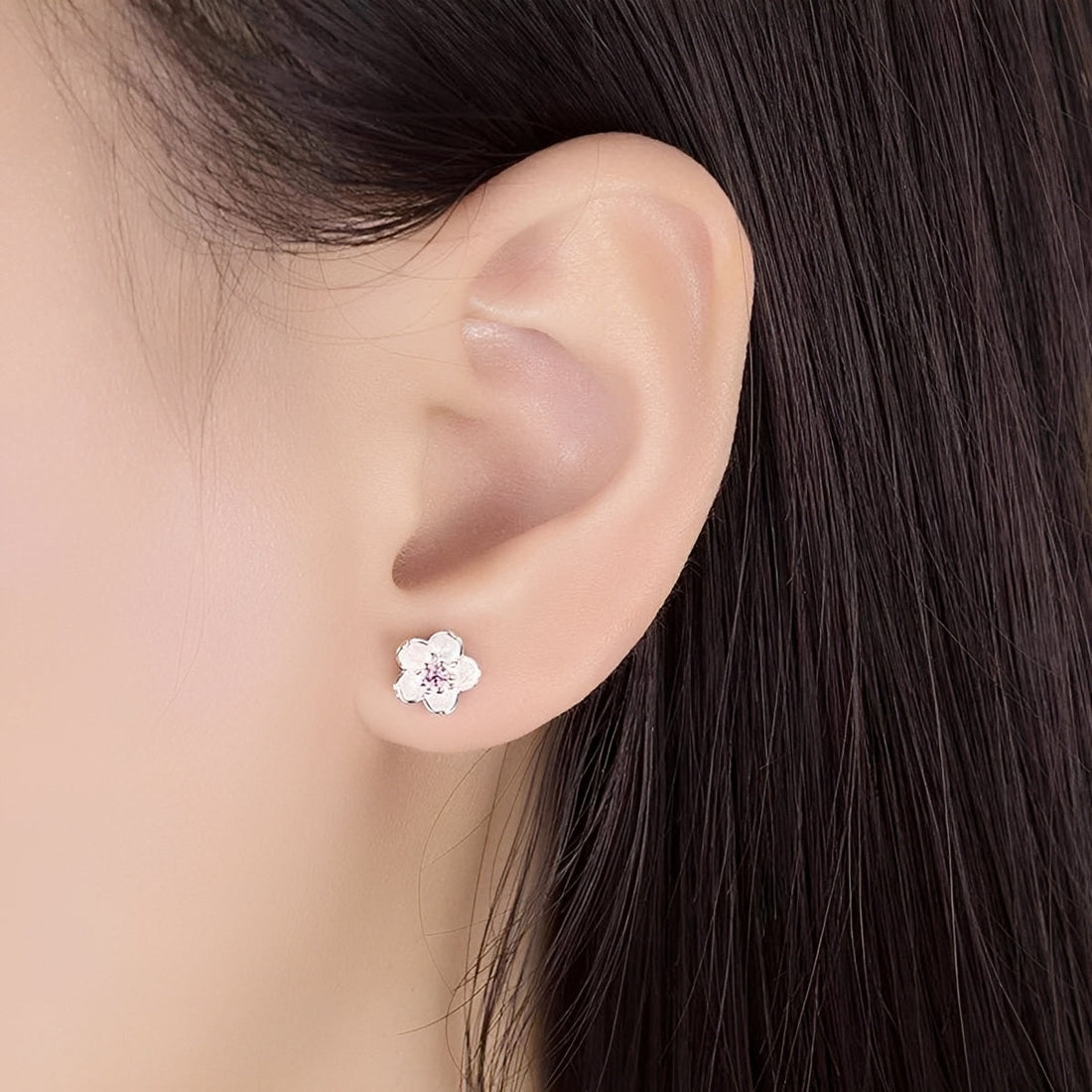 Holly - Silver Cherry Blossom Studs