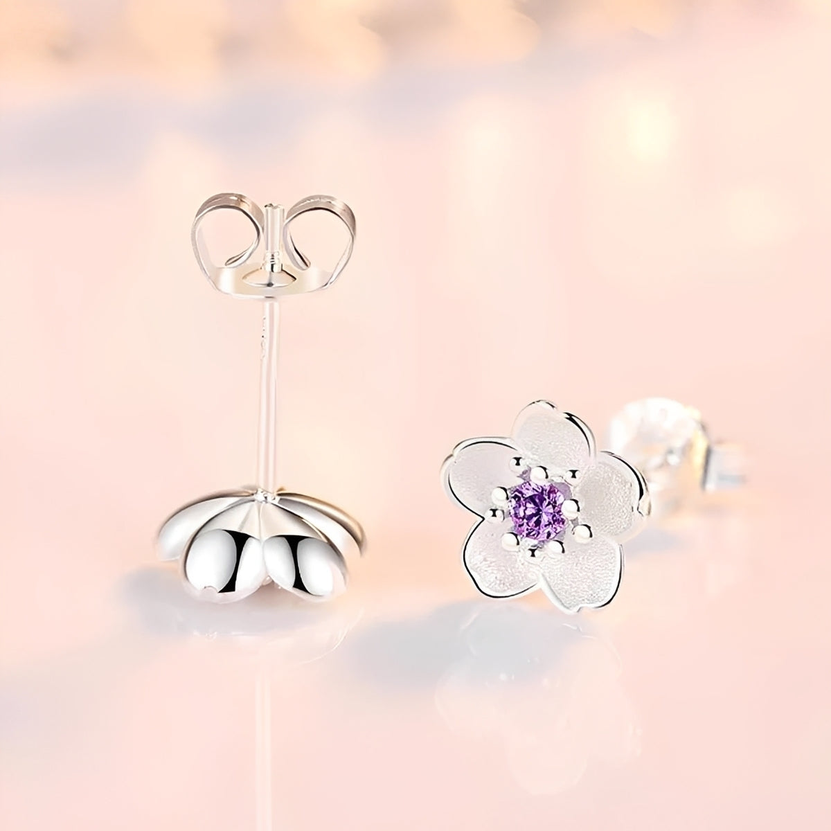 Holly - Silver Cherry Blossom Studs