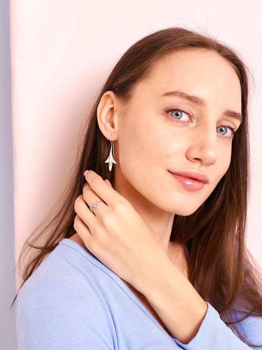 Jasmine Flower Hook Earrings in Silver