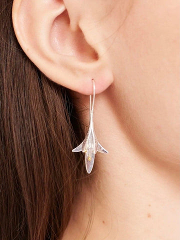 Jasmine Flower Hook Earrings in Silver
