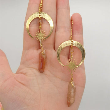 Homa - Crescent Moon Earrings crafted from Tangerine Quartz