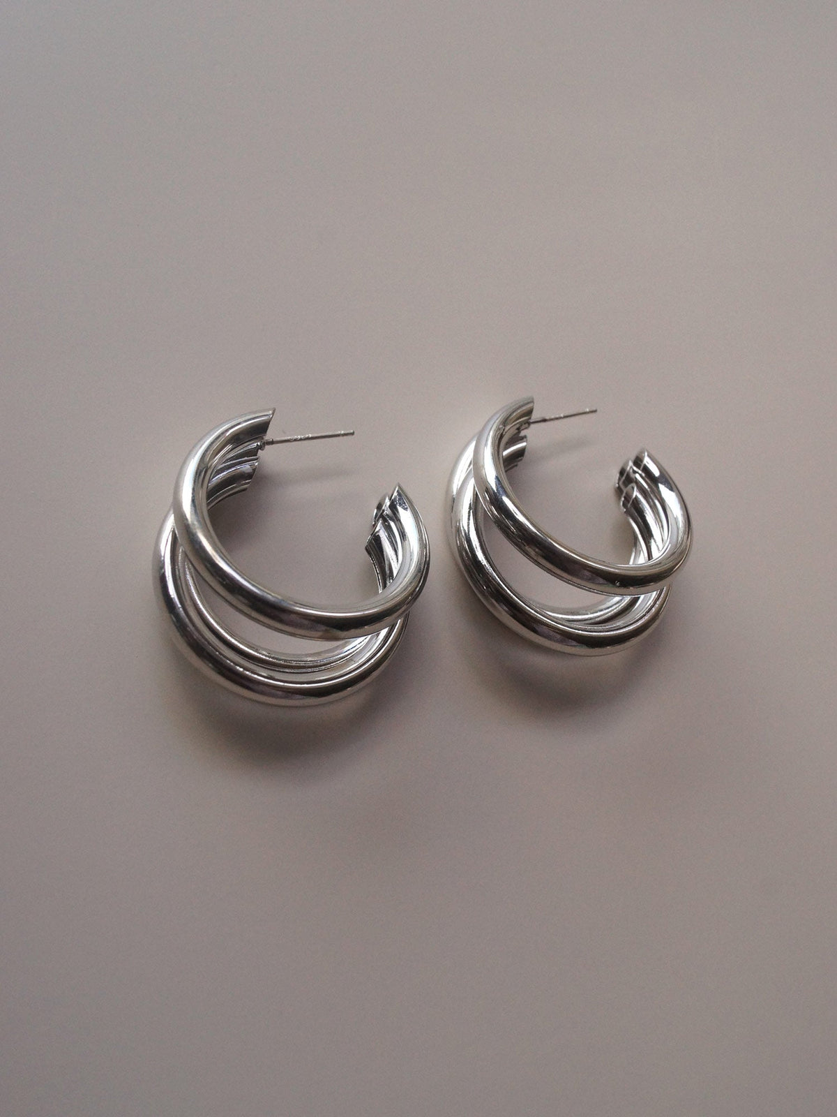 Mila - Silver Bold Triple Hoops
