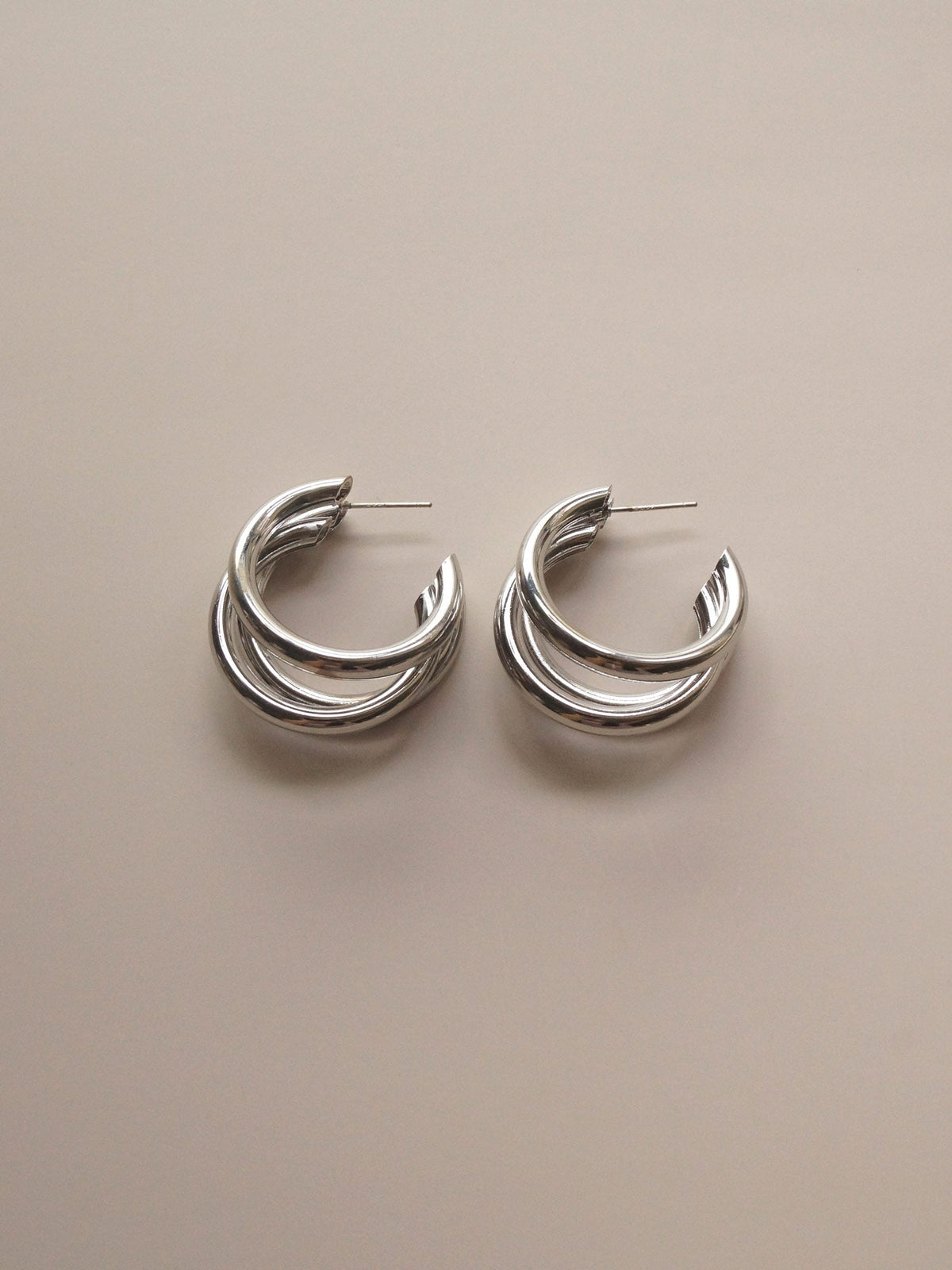 Mila - Silver Bold Triple Hoops