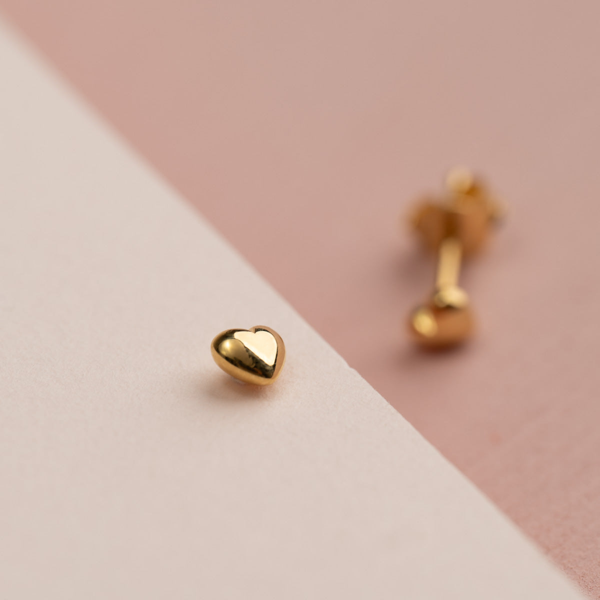 Eman - Heart Stud Earrings in Gold