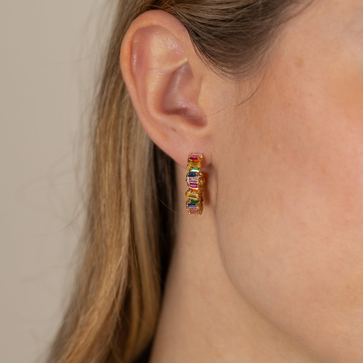 Veronica - Rainbow Golden Hoop Earrings