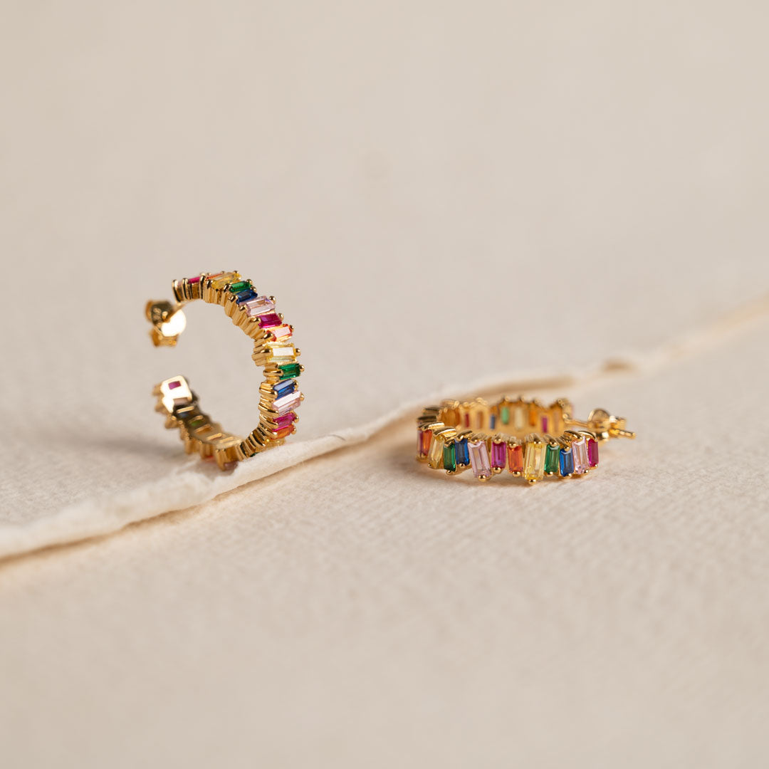 Veronica - Rainbow Golden Hoop Earrings