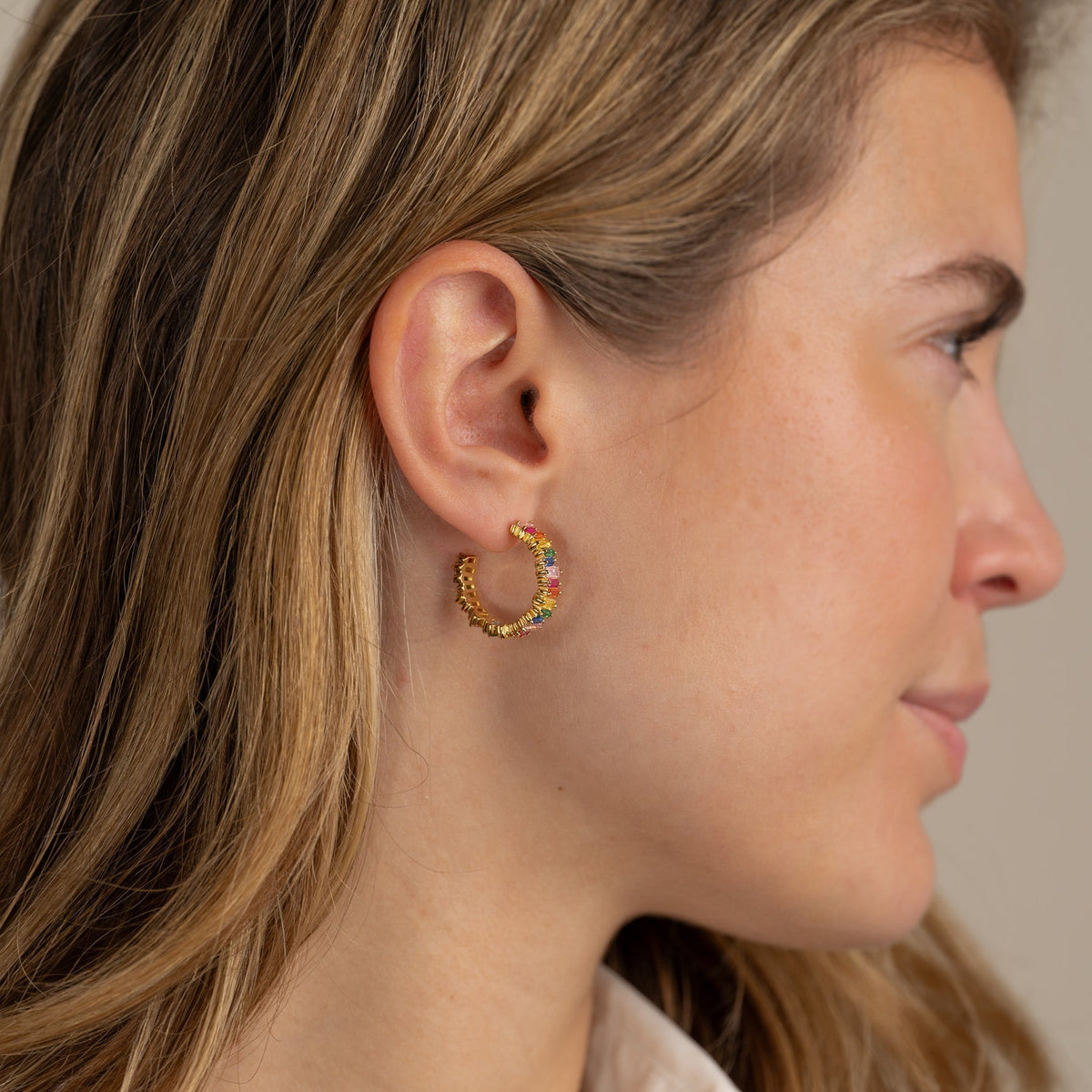 Veronica - Rainbow Golden Hoop Earrings