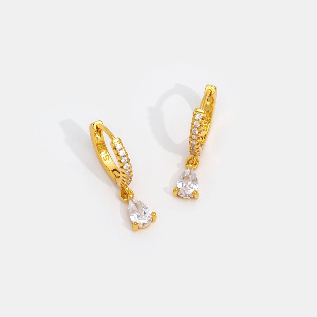 Ivory CZ Gold Hoops