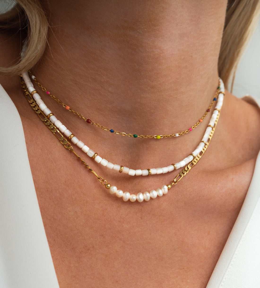 Alba - Choker in Rainbow and Gold